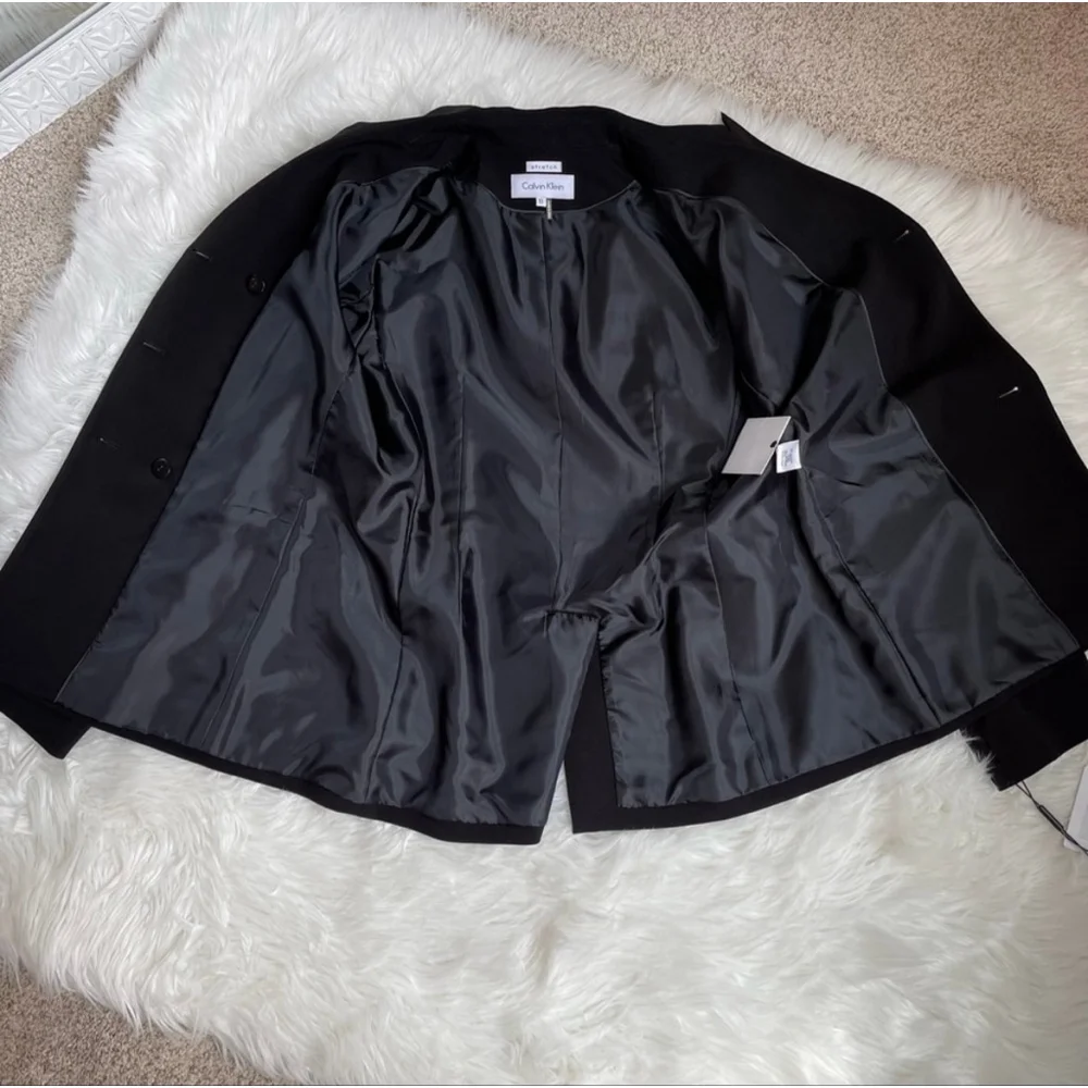 Calvin Klein Black Stretch Double Breasted Blazer NWT Size 10 Women’s - Picture 9 of 11